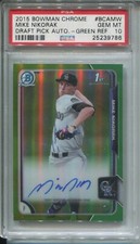 2015 Bowman Draft Chrome Pick green Refractor Mike Nikorak  Auto 32/99 psa 10