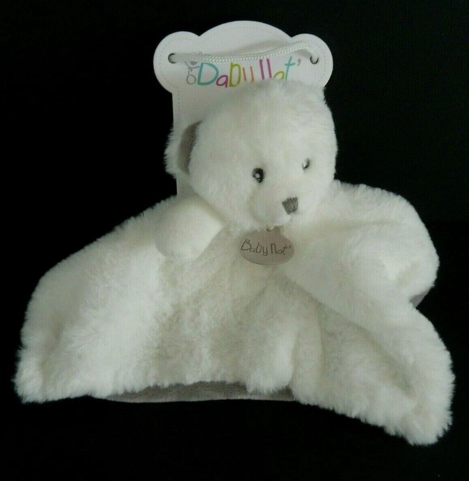 *. DOUDOU PLAT BABY NAT OURS PAP'OURS BLANC DESSOUS GRIS 100 % NEUF - Photo 2/3