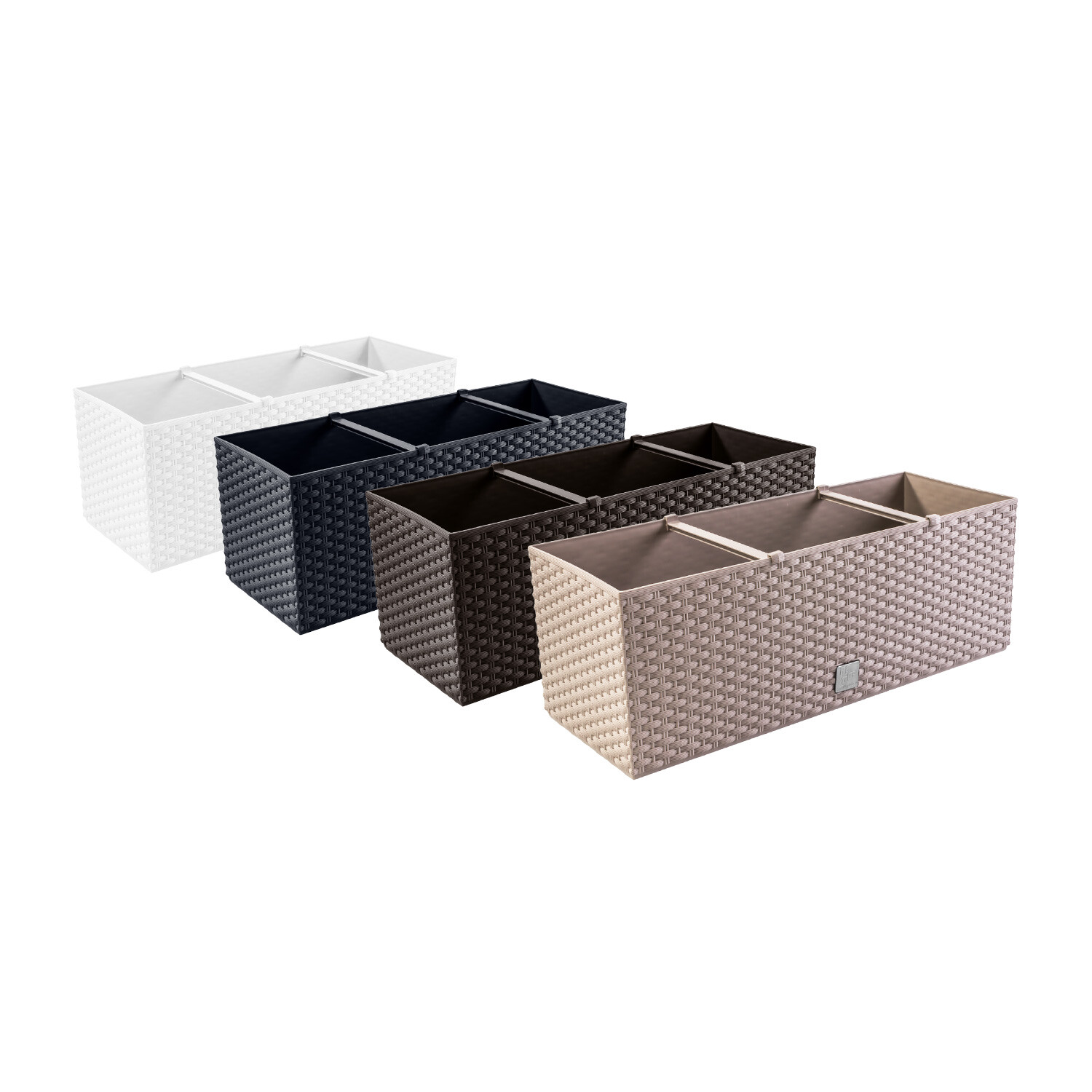 4x Balkonkasten Blumenkasten RattanOptik Pflanztopf