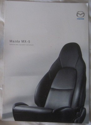 Mazda MX-5 Bj 2003 Farben & technische Daten Prospekt Publikationsnummer MCAG837B