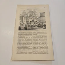 King Of Siam Proceeding In State Thailand c. 1870 Engraving (390)