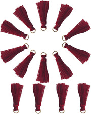110Pcs Burgundy Mini Crafting Tassels with Jump Ring, 3Cm/1.18  Tiny Tassels fo