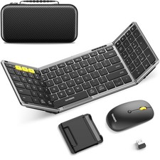 Foldable Keyboard and Mouse, Folding Bluetooth Keyboard Combo, 2.4G BT5.0 x...