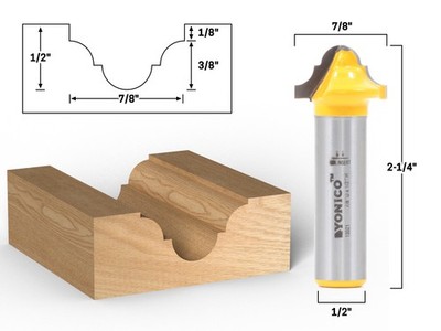 3/16'' Radius Double Roman Ogee Groove Router Bit - 1/2'' Shank - Yonico 13021