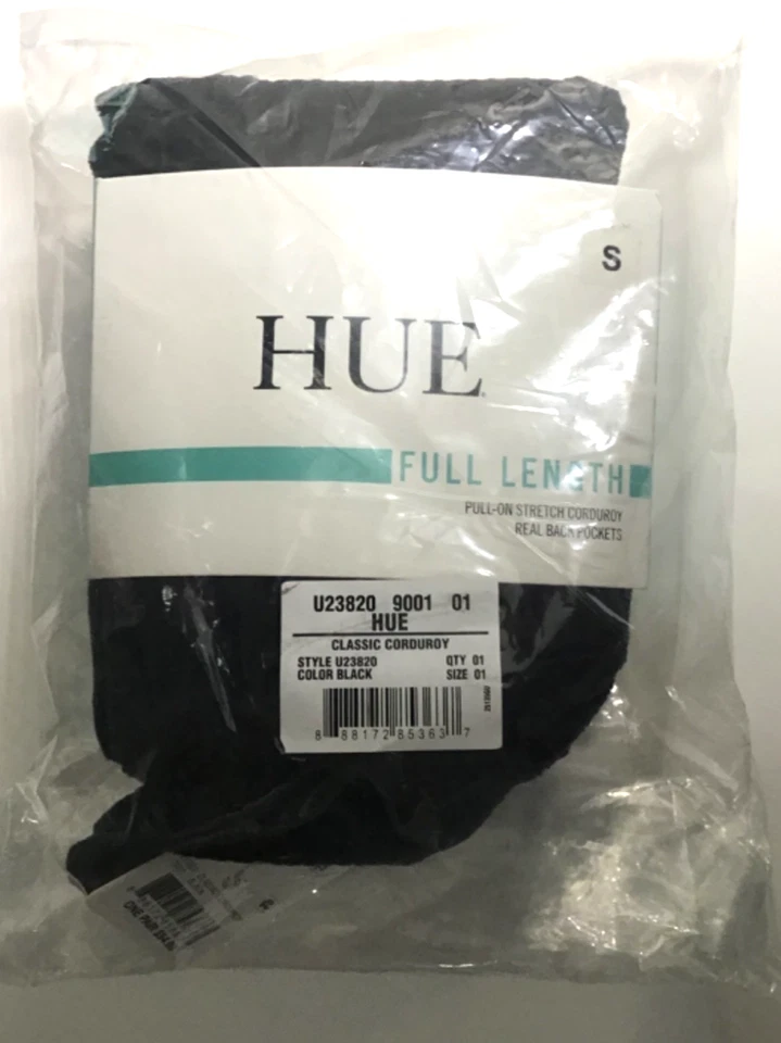 Pantalones de pana para mujer Hue pequeños negros bolsillos de longitud completa NUEVO Foto 4 de 4