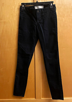 Abercrombie & Fitch women Black Dark Wash Skinny Slim Mid Rise Stretch Jeans