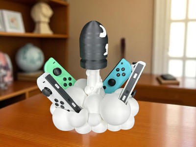 Joy-Con Halter Wolke mit Rakete   3D-gedruckte Halterung für 4 Nintendo Switch 