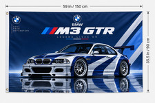BMW M3 GTR realistic Flag Banner 3x5 Ft Garage Wall Decor Man Cave Gift