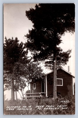 JH12/ Bradley Lake Nokomis Wisconsin RPPC Postcard c30s Deer Trail Camp 97