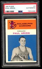 1961 Fleer #2 Paul Arizin Warriors PSA Authentic HOF