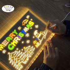 Glowing Acrylic Marker Board, LED Note Board with Colors, Acrylic Dry Erase B...