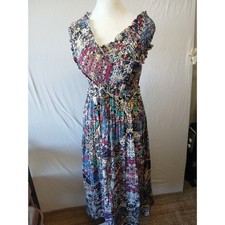 Anthropologie smocked guaze criss cross maxi dress floral flowy boho garden