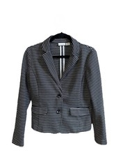 Liz Claiborne black  white striped blazer, 2 button closure. Small. Excellent