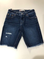 Levis 511 Slim Youth Bermuda Adjustable Waistband Distressed Denim Shorts Sz 12