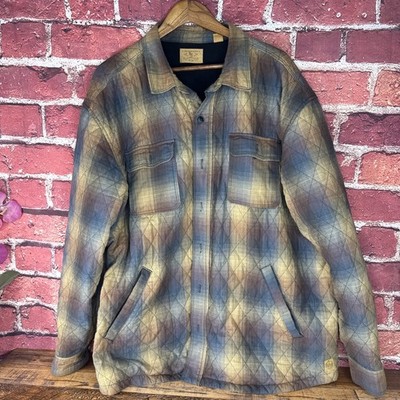 Red Head Ranch Jacket Mens 2XL Brown Plaid Flannel Quilted Lined Workwear