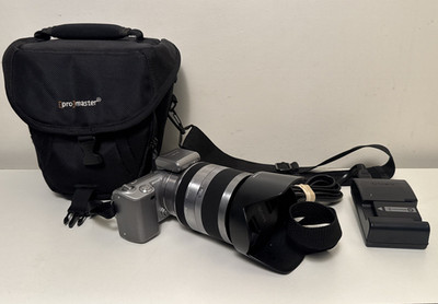 Sony Nex 5c W/ 3.5-6.3/18-200 Lens SEL 18200 Bundle w/ Bag and Charger Bin E