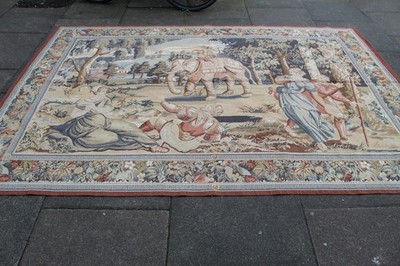 Vintage Handgemacht Französisch Design Original Wolle Braunes Aubusson Tapestry