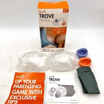 Boon Trove Passive Silicone Breast Pump 2-Pack + Plugs & Bag NEW Open Box