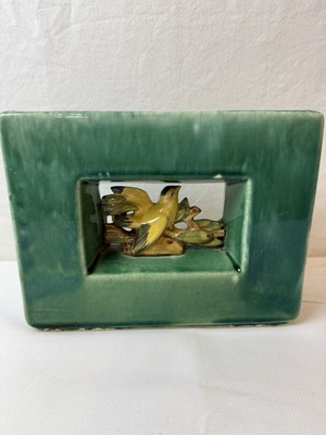 McCoy Planter/ Vase  1950 Mid Century Arcature Green with Yellow Bird