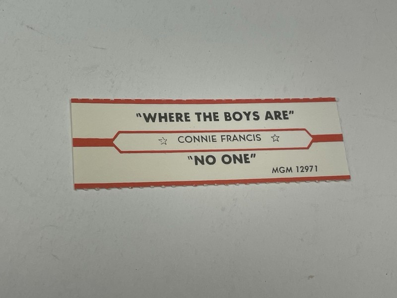 Jukebox Title Strip Connie Francis Where The Boys Are No One MGM
