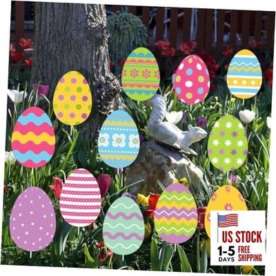 12Pcs Cute Easter Egg Decorations for Yard Lawn Patio 12Pcs Colorful Egg
