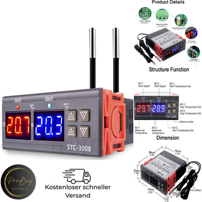 Temperaturregler STC 3008 Dual Display NTC Sensor Heiz Kühl
