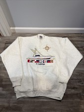 Vtg 90s Fort Lauderdale Florida Sweatshirt Sz XL Boat Made in USA Puffy Print