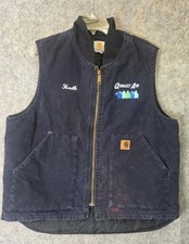 Carhartt V02 MDT Arctic Quilt Lined Vest Midnight Navy Blue Large Distressed