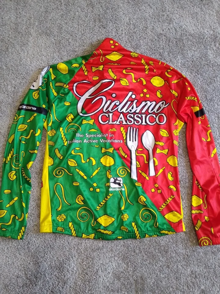 Cycling Jacket Giordana NWT Vintage Long Sleeved Full Zip Italy Italian Pasta L - Image 2 of 4