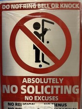 No Soliciting Sign for House/Home, Metal Yard Sign for Front Door, Perfect Decor