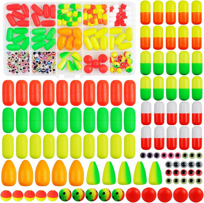Pompano Rigs Floats Beads Kit, 155Pcs Foam Snell Floats Fishing Bobbers Making A