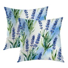 Flower Watercolor Throw Pillow Covers,Garden Isolated Leaf Meadow Natural Dec...