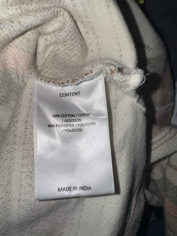 Sudadera con capucha corta O'Neill para mujer mediana crema algodón polar rayas ¡NUEVA SIN ETIQUETAS! Foto 4 de 4