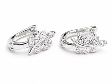 Sterling Silver 925 Leaf Huggie Earrings Marq...