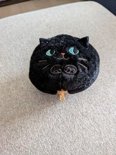 Black Cat Plush Keychain Pouch Charm Stuffed Fabric Zipper Ball Chain Light