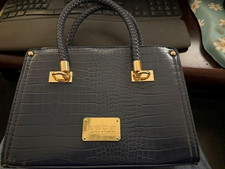 bebe Blue Satchel Top Handle Bag Gold Hardware