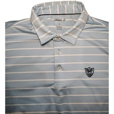Johnnie-O Polo Shirt Mens L Blue White Stripe Performance Golf Embroidered