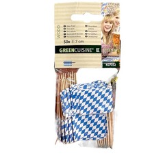 Deko-Picker Flagge Bayern (Raute) 7 cm  50 Stück Holz & Papier Oktoberfest
