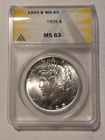 1925 Peace Dollar MS 63 ANACS