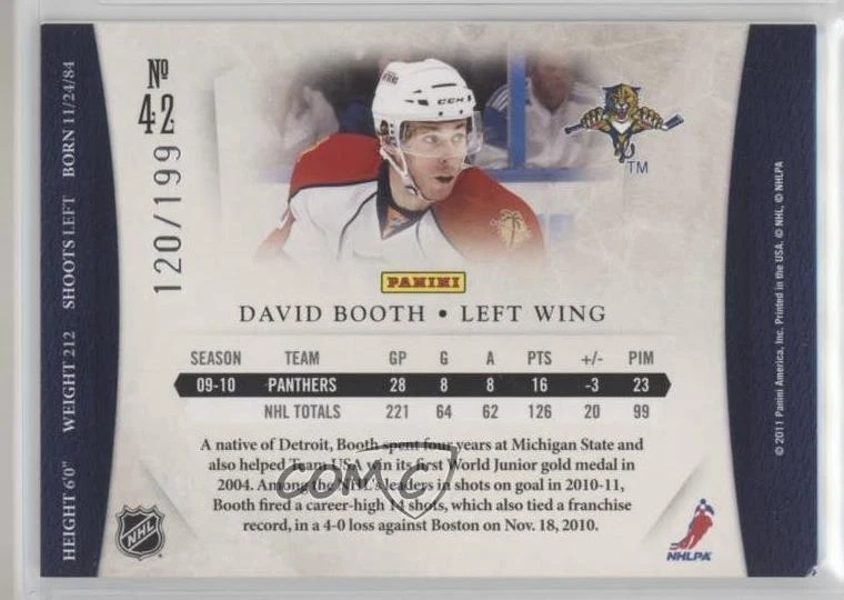 2010-11 Panini Dominion /199 David Booth #42 - Image 2 of 2
