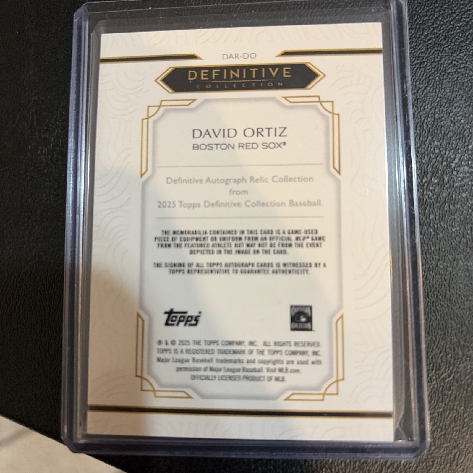 2025 Topps Definitive David Ortiz Red Sox HOF GU Patch AUTO 13/50 view 2