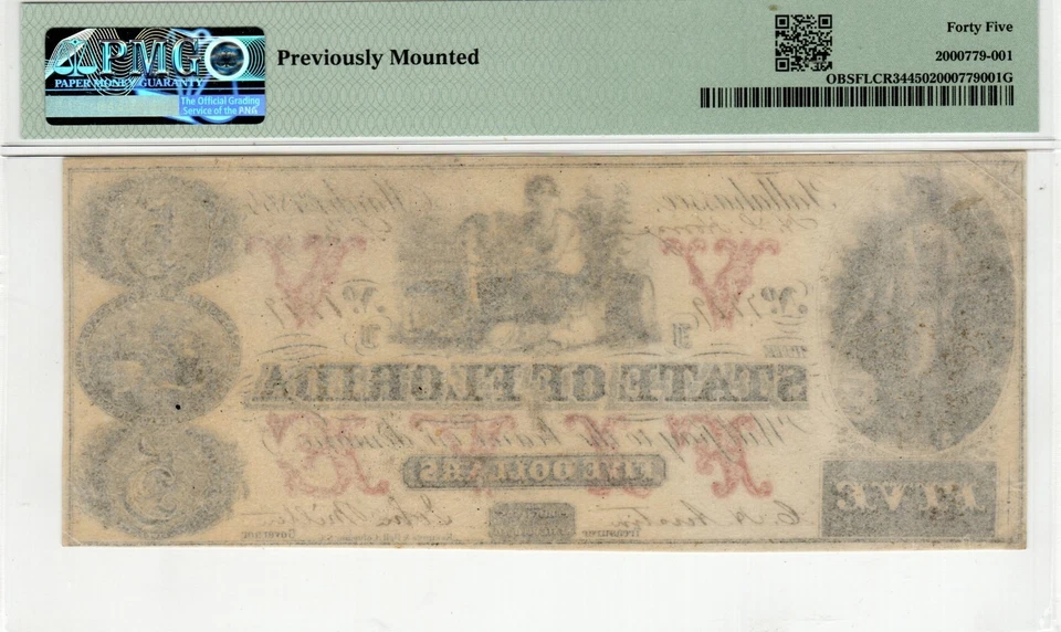 FL CR-34 1864 $5 Florida Paper Money - PMG Choice Extremely Fine 45 - PLUS - Image 2 of 2