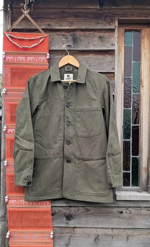 HebTroCo Bob Job Chore Coat | Bedford Cord Olive | Small | Made in UK - product listing photo
