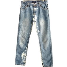 Lucky Brand Jeans Boys Billy Straight Blue Denim Size 18 Distressed Acid Washed