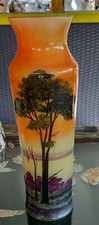 Ancien Vase Legras Paysage lacustre  28Cm