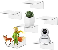 6 Pack Small Floating Shelves for Wall, 4'' Acrylic Mini Wall Small, Clear 