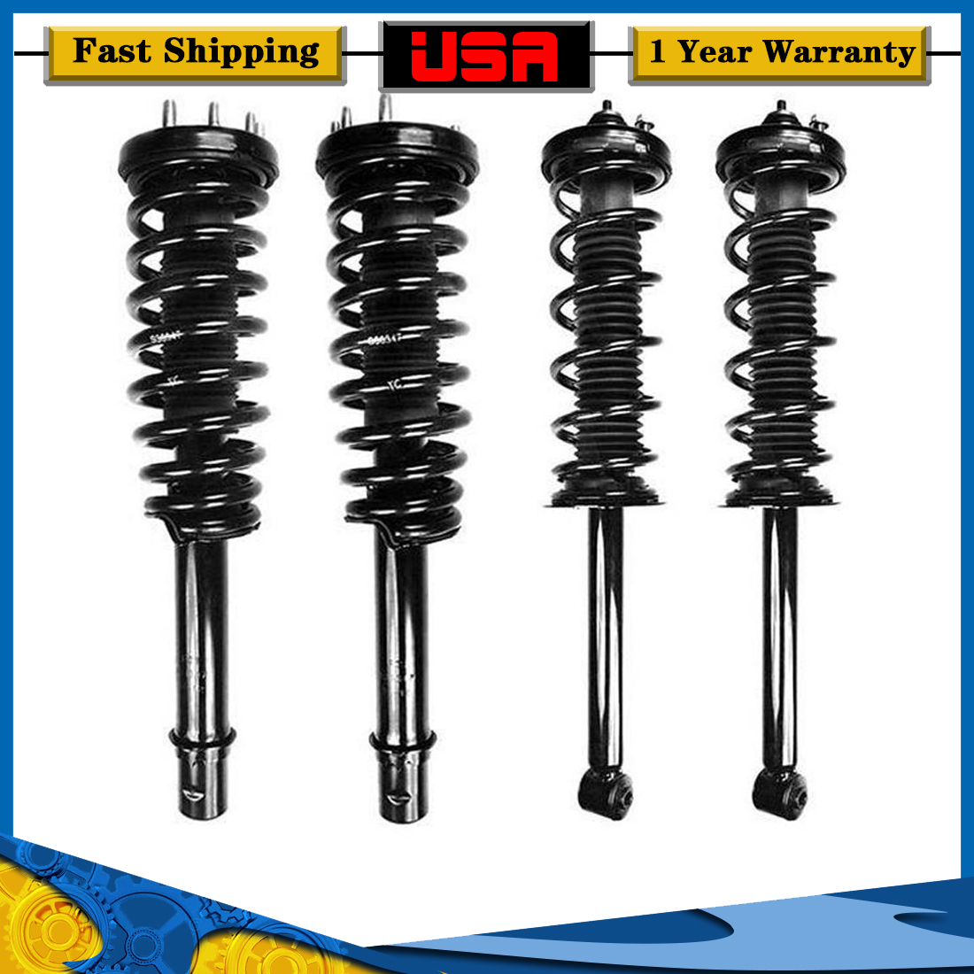 Pack of 4 FCS Complete Struts and Coil Springs FCS For 2003-2007 Honda Accord_SP