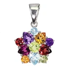 925 Sterling Silver Pendant Pear Citrine 5x4mm Amethyst Peridot Gemstone Jewelry