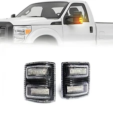 Clear Side Mirror Amber LED Running Signal Lights For 08-16 Ford F-250 SuperDuty