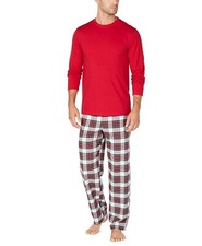 Family PJs Men's Holiday Solid Red Pajama Top W/Stewart Plaid Bottoms XXL